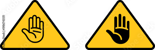 Warning signs indicating no touching or handling with hands