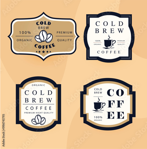 Vintage Cold Brew Coffee Label and Branding Template Collection, these templates are ideal for artisanal coffee packaging, boutique cafe branding, and specialty beverage marketing