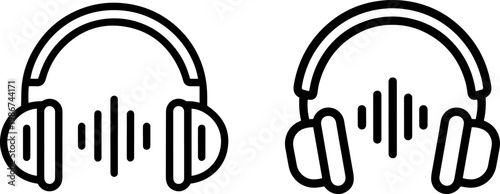 Comparison of headphones with and without sound waves visualization