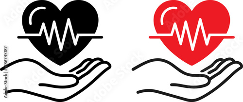 Contrast of healthy and unhealthy heart symbols held in hands