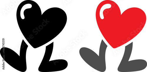 Contrasting hearts with opposing emotional representations standing on legs