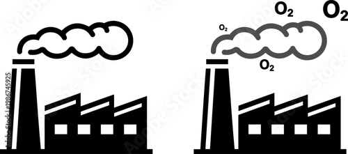 Comparison of factory emissions with and without oxygen labeling in smoke.