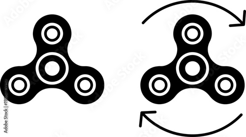 A fidget spinner demonstrating rotational movement of its three-pronged design