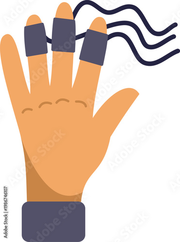 Hand with polygraph sensors measuring physiological responses during an interrogation