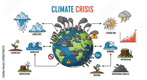 Climate Crisis Visual Representation - Global Warming and Environmental Impact.
