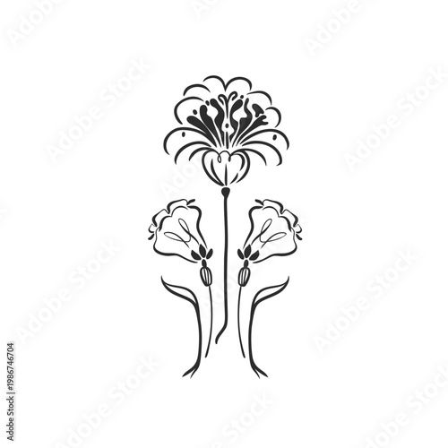 Hand drawn vector abstract outline,graphic,line vintage nouveau ornament floral frame element in calligraphic elegant modern style.Ornate floral vintage outline design concept.Vector frame elements.