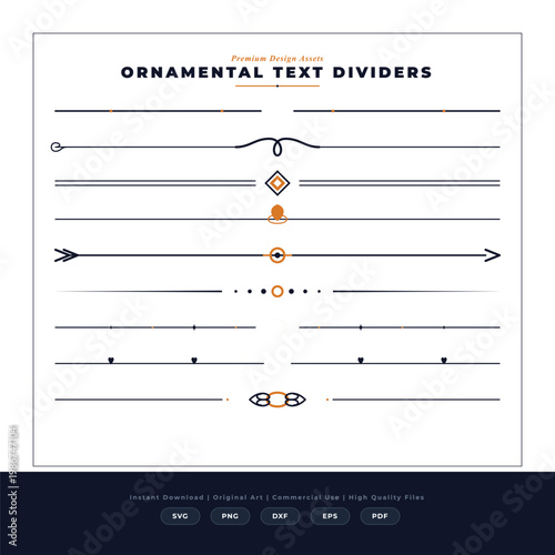 Minimalist Ornamental Text Dividers Vector Set