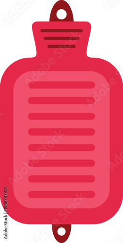 Red rubber hot water bottle offering heat therapy for comfort