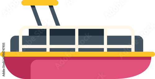 Pontoon boat vector illustration for water transport and leisure activity