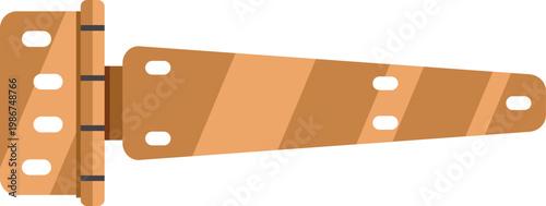 Brown metal gate tee hinge illustration for construction or repair