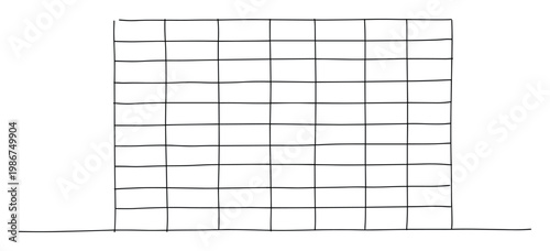 Hand drawn black lines forming an organized square grid structure presenting a simple wall ideal for use as a foundational framework or a basic visual element in educational content and