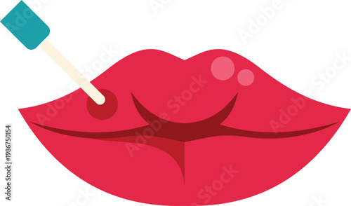Lips applying topical medicine to a cold sore for treatment and health