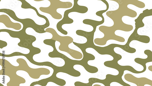 A green and brown camouflage pattern on a white background illustration