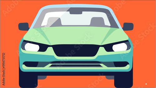 Modern Car Icon in Flat Vector Style Isolated