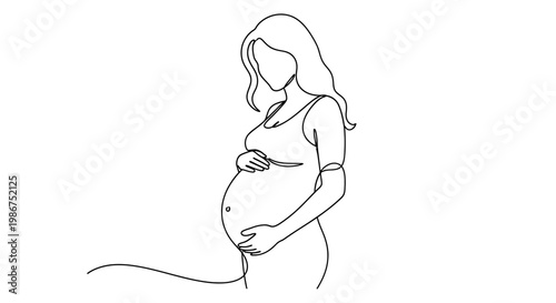 A pregnant woman with her hands on her belly forming a heart shape, bathed in a warm glow of light, symbolizing love and new life