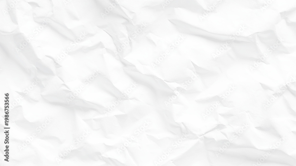 Fototapeta premium Crumpled white paper texture background with creases and folds smooth surface