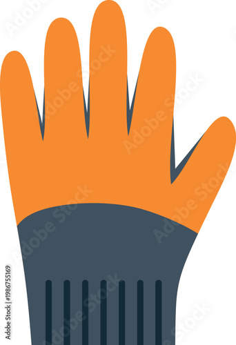 Illustration of an orange and gray safety glove used for industrial and protective purposes