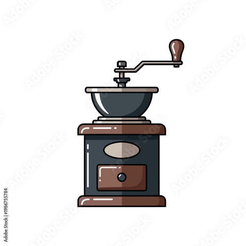 Vintage Coffee Grinder Illustration - Retro Kitchen Appliance Icon