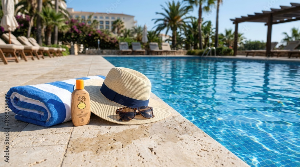 Obraz premium Poolside Still Life with Accessories