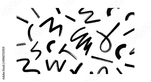 Hand drawn doodle pattern with black ink scribbles, abstract charcoal texture brush strokes, minimalist artistic vector background for creative design