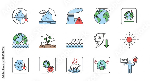 Climate Change Icons - A Visual Representation of Global Warming.