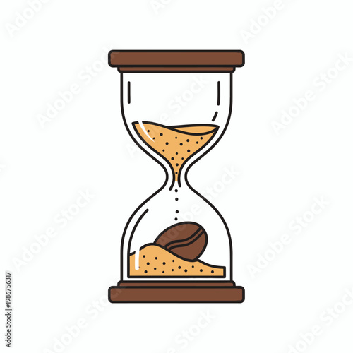Coffee Time Hourglass with Bean - Time for Coffee Concept
