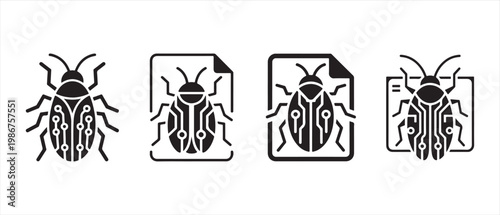 Set of black cockroach icons. on white background, vector illustration for pest control and hygiene.