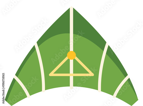 Minimalist green hang glider illustration symbolizing flight and extreme sport