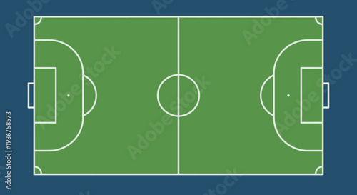 Green Futsal Soccer Court Top View with White Lines and Blue Border