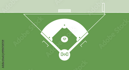 Top View of a Baseball Field or Diamond with Green Grass, White Infield, and Bases on an Isolated White Background.