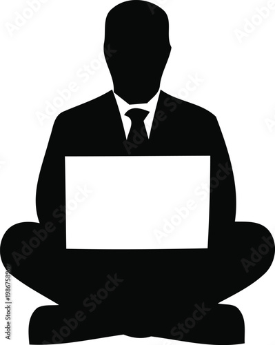 Businessman in contemplation silhouette vectorBusinessman in contemplation silhouette vector