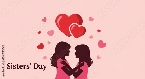 Sisters sharing a heartfelt moment with intertwined hearts on sisters' day