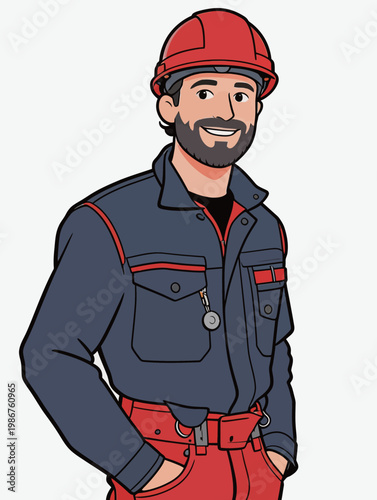 Male Worker in Safety Helmet and Uniform