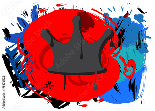 Crown graffiti. Abstract modern street art decoration performed in urban painting style.