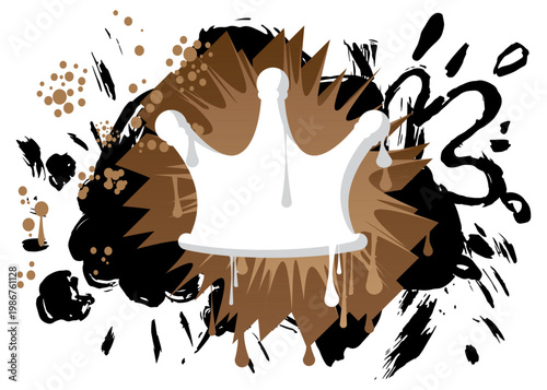 Crown graffiti. Abstract modern street art decoration performed in urban painting style.