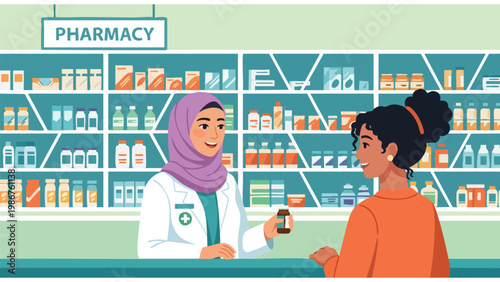 Pharmacy Consultation: Pharmacist Assisting Customer with Medication