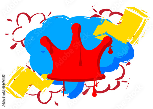 Crown graffiti. Abstract modern street art decoration performed in urban painting style.