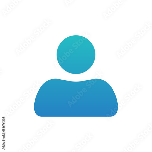 Minimal User Profile Avatar Icon with Blue Gradient Person Silhouette Symbol for UI, App, and Social Media Design on White Background