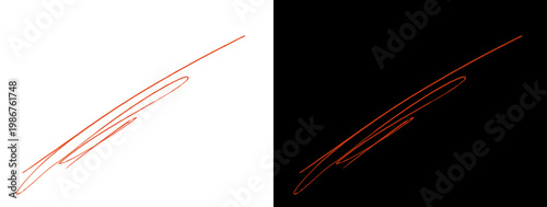 Foto Diagonal orange marker multi-line slash strokes on split white and black backgro