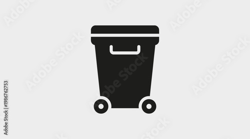 A simple flat vector icon of a large wheeled trash bin.