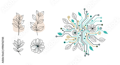 A sophisticated and minimalist line drawing of a flower, evoking elegance and tranquility, ideal for branding, marketing materials, or website design.
