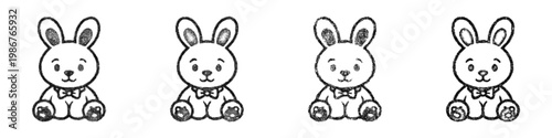 Sketch toy rabbit icon design set