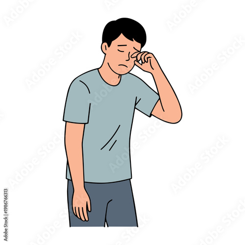 A man feeling stressed and anxious in a modern city environment.