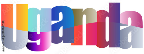 Tableau sur toile Colorful Gradient Text Design Showing Word Uganda Creatively Styled