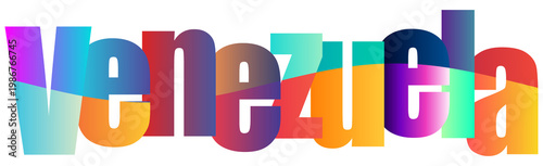 Bild auf Leinwand Colorful Venezuela Text Logo Isolated With Gradient Lettering Design