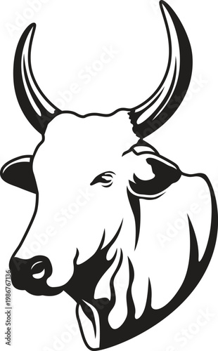 brahman cow logo, vector logo