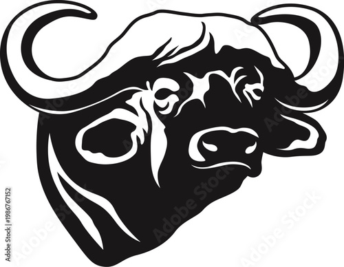 wild nature african cape buffalo vector illustration