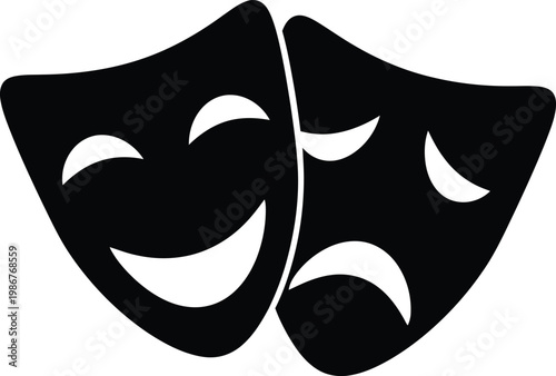 Theatrical Comedy Tragedy Masks Isolated on White