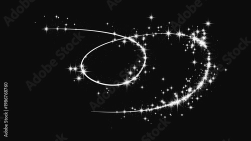 Silver glittering confetti wave and stardust