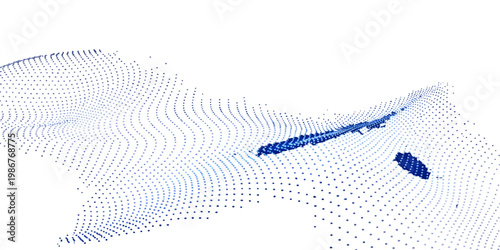 Abstract Abstract 3D digital landscape with elegant dots and flowing lines.  for website, background, branding